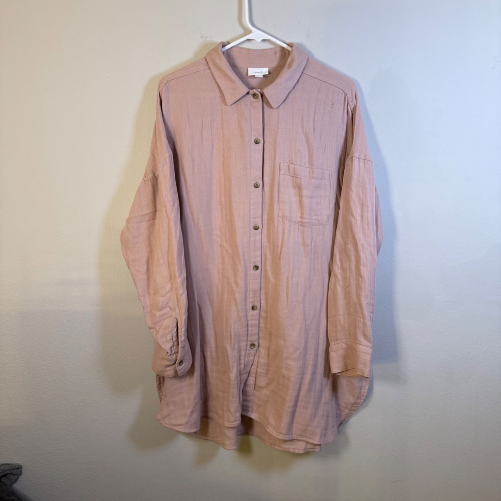 Pure Jill J. Jill Women Large Mauve Cotton Double Gauze Button Down Tunic Shirt